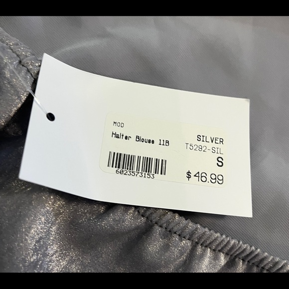 MOD metallic silver halter blouse, NWT - Picture 3 of 3